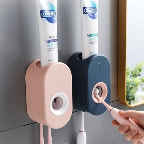 Automatic Toothpaste Squeezer Toothbrush Holder Wall Mounted Bathroom Accessories for Home Plastic Toothpaste Squeeze Dispenser