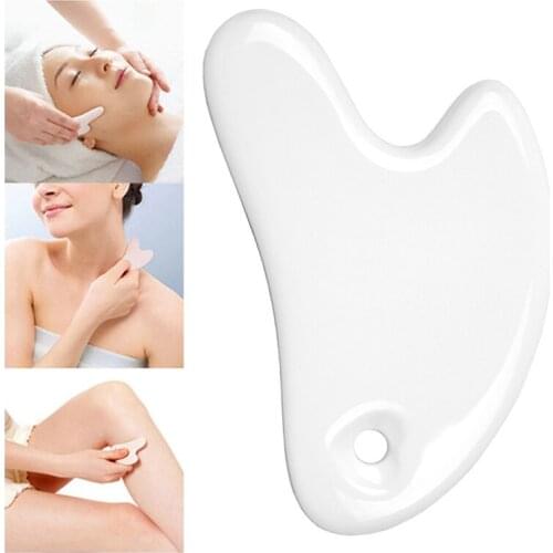 White Ceramic Scraping Plate For Body And Face, Massage Stone For Face, Leg And Cervical Spine