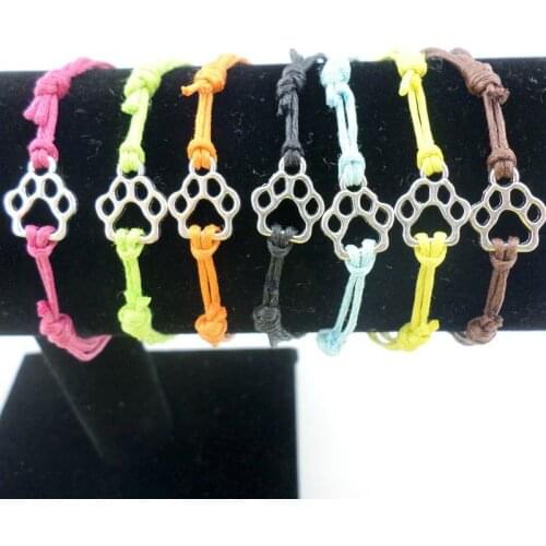 3pcs Cat Dog Paw Prints Charms Bracelets Red Cord Adjustable Friendship Bracelet Anklet Women Men Gifts