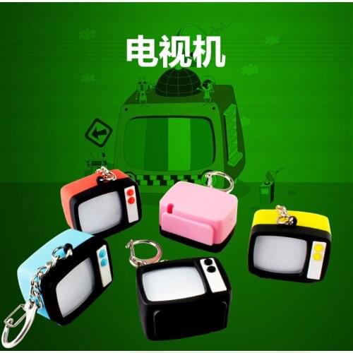 FREE SHIPPING by FEDEX 100pcs/lot Cute LED Television Key Chains 3D Vintage Television Keychain with Sound and Light TV Keyrings