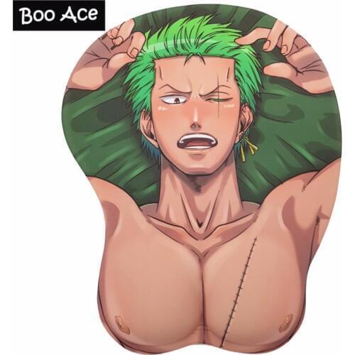 One Piece Zoro Sexy 3D Anime Male Chest Gaming Mouse Pad with Gel wrist rest Original 2WAY fabric