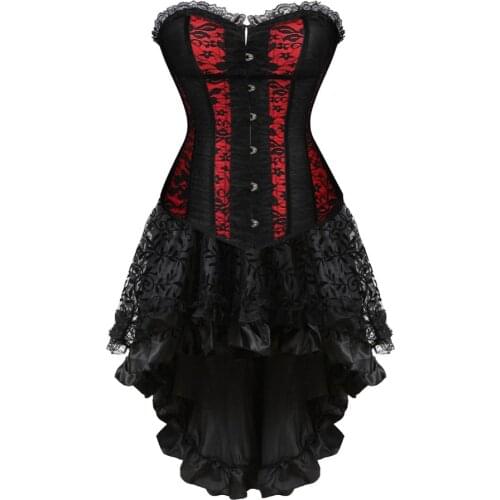 Black Adjustable Steampunk Corset Gothic Victorian Top Skirt Corsetto Lingerie Sexy Women Summer Clubwear