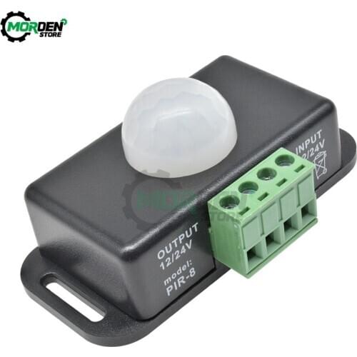 DC 12V 8A Automatic PIR Motion Sensor Switch IR Infrared Human Body Detector Light Switch Indoor Wall Light Strip On Off Switch