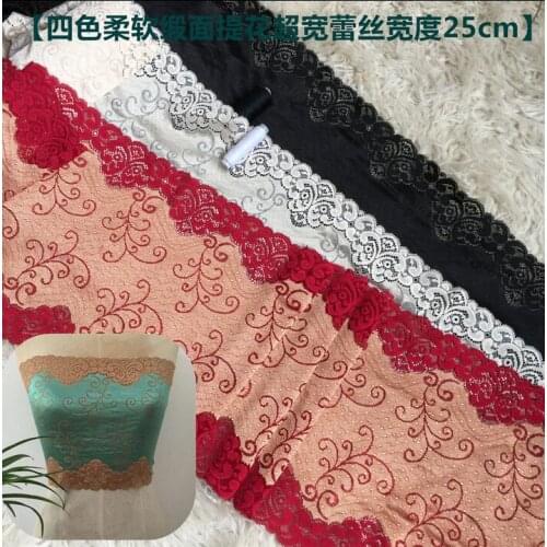 Hot Sale New 1 Meter/lot 25CM High End Jacquard Lace Trim Exquisite Elastic Black Green Lace Fabric