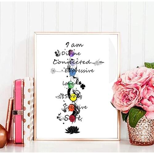 Chakra Meditation Poster Mindful Sacred Geometry Yoga Meditate Spiritual Canvas Painting Wall Art Decor