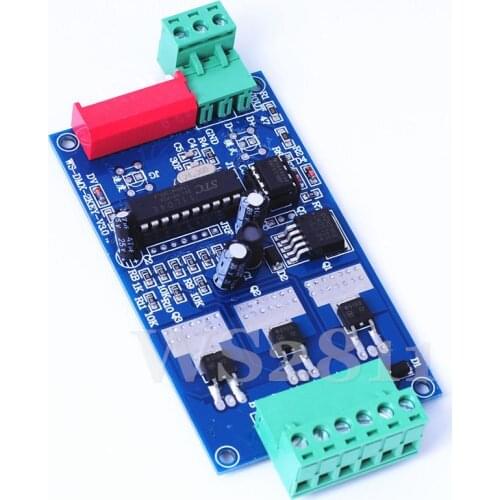 1Pcs 3 CH dmx dimmer Controller,3 channel dmx512 decoder RGB Strip Module 2KEY-3CH-BAN DC5V-24V 15A