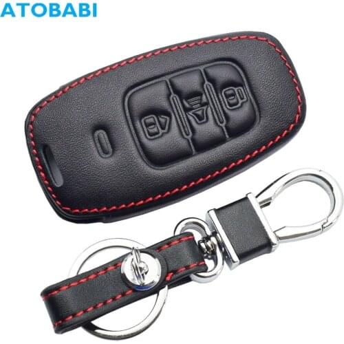Leather Car Key Cases 3 Buttons Smart Keychain Holder Remote Control Fobs Protector Cover For Great Wall Haval H2 2020 H6 Coupe