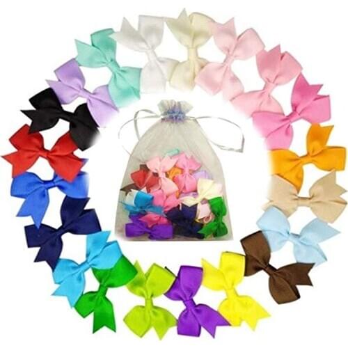 2" small grosgrain solid bow clip girls hair clip 20pcs