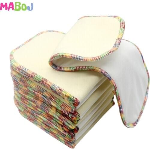MABOJ 10pcs 4 Layer Hemp Bamboo Cotton Diaper Insert Reusable Eco Friendly Ecological Diapers For Pocket Diaper Nappies Colorful