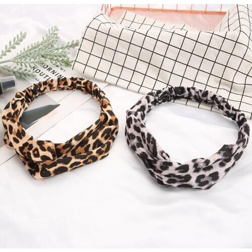 Fashion Printing Leopard Cross Headband For Women Turban Hairband Stretch Twisted Knotted Hair Band Hair Accessories Headwear