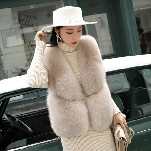 Fashion Real Fox Fur Women Vest Sleeveless Jacket for Women Autumn Winter 2020 Elegant Womens Warm Vest Chalecos Mujer Zjt1248