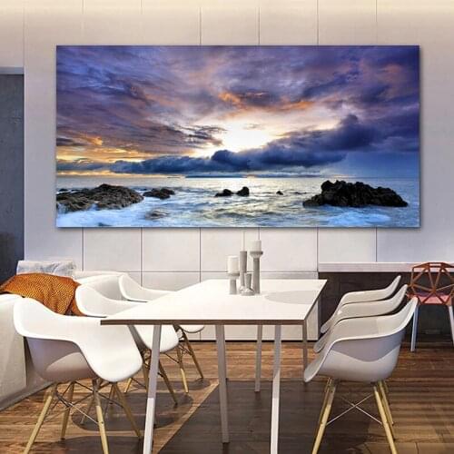 Sea Beach Posters Wall Art Pictures for Living Room Canvas Painting Landscape Modern Home Decor Sunset Clouds Nordic Prints