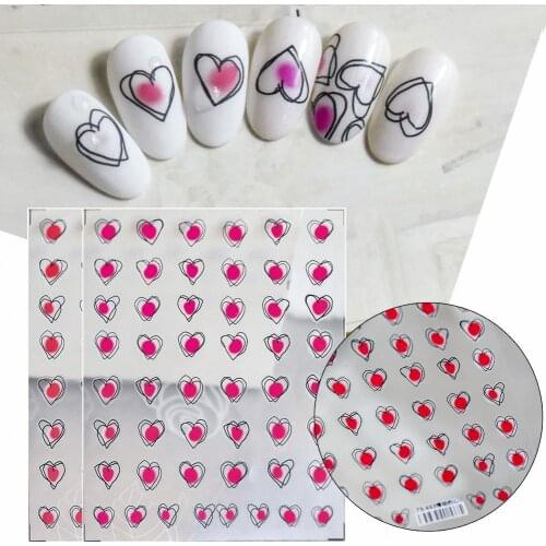 Tremble Heart Pattern Nail Sticker Ultra Thin Colorful Cute Image Back Glue 3D DIY Nail Art Decals for Manicure