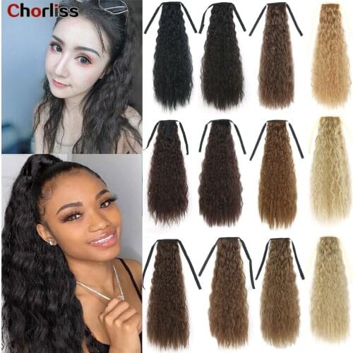 Chorliss Natural Long Wavy Curly Hair Drawstring Ponytail Hair Extension Corn Handle Hairpin Synthetic Hair Extension For Women