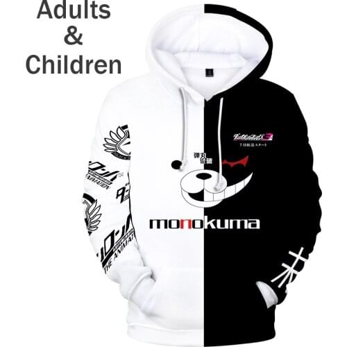 2021 be well received New 3D Anime Monokuma Hoodies Men Women Spring Autumn Sweatshirts Fashion Kids Hoodie Personality Clothing