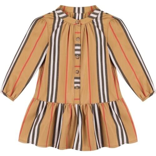 New Summer Dress Childrens Clothing Girls Cotton Stitching Baby Girl Dresses Party Wedding Childrens Stripe Princess Dress