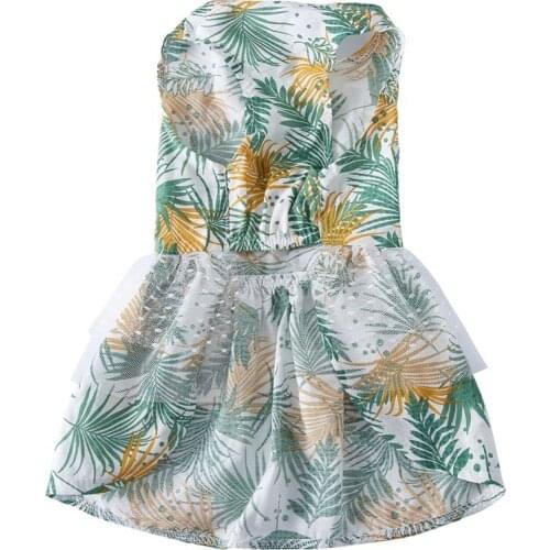 Dog Dresses Solid Flower Printed Pets Puppy Wedding Dress Pet Spring Summer Princess Style Dogs Costumes