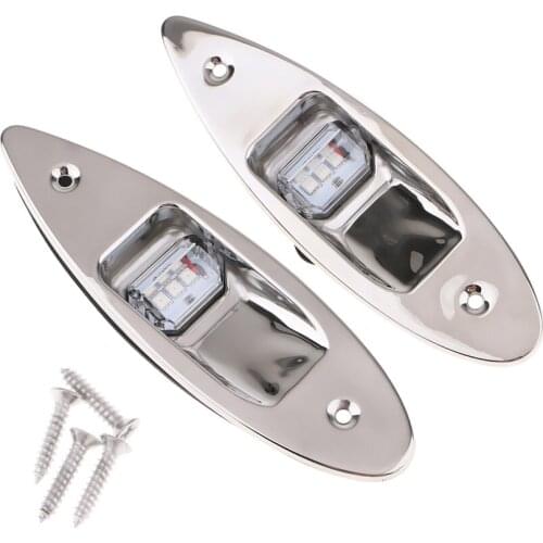 Pair of Marine Boat Navigational LED Side Tear Drop Lights SS Vertical Mount