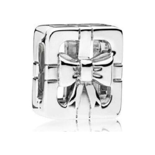 Genuine 925 Sterling Silver Bead Charm Reflexions Gift Box Clip Stopper Lock Beads Fit Women Pan Bracelet Diy Jewelry