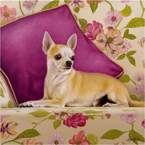 Full Square Diamond Embroidery Animal Diamond Painting Chihuahua on the bed Cross Stitch Diamond Mosaic Needlework Christmas dog