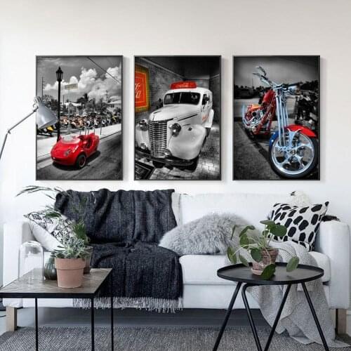 Retro Cool Locomotive Canvas Painting HD Printing Vintage Motorcycle Car Poster Home Decoration Picture Wall Art for Living Room