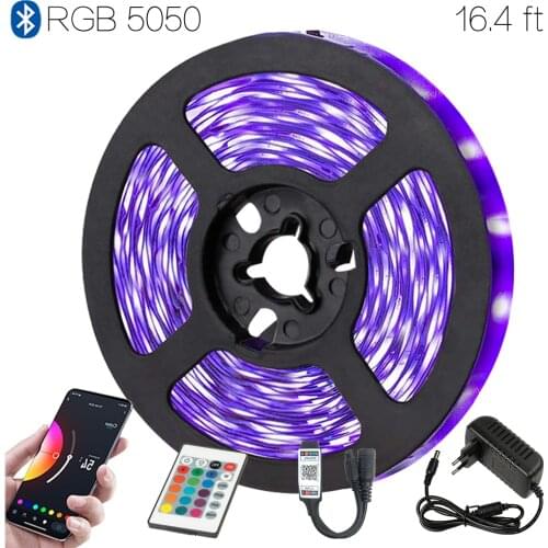 Bathroom Kitchen Holiday Party 16.4 ft (5M) luces led Para Habitacion Bluetooth Smart RGB 5050 12V Waterproof Flexible Lamp Tape