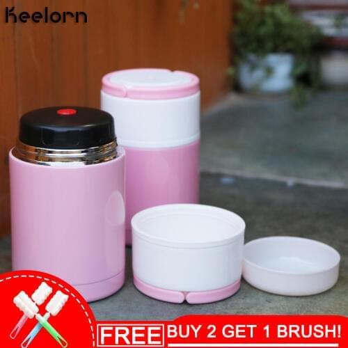 Keelorn Stainless Steel 800ML 1000ML Stainless Steel Vacuum Flasks Straight Cup Vacuum Flasks Stew Pot Insulation Cups Kettles