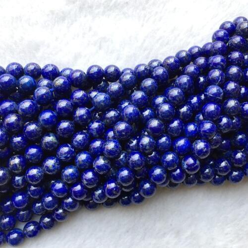 High Quality Genuine Natural Dark Blue Lapis Lazuli Smooth Round Loose Beads DIY Necklace or Bracelets 15" 06024
