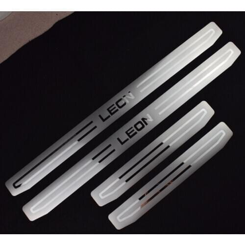 New LEON Car Door Sill Protective Cover Stainless Steel Door Sills Scuff Plate for SEAT LEON 2014-2021