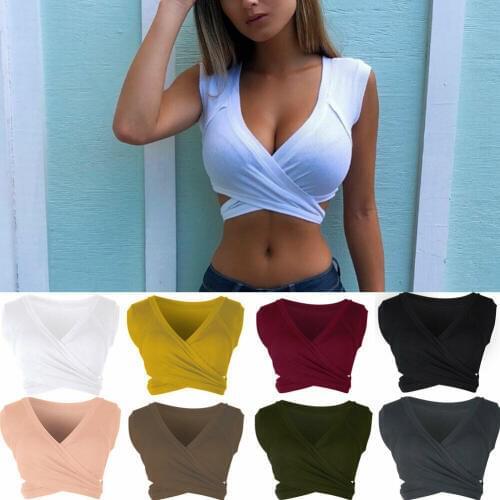 Women V-Neck Tank Top Vest Blouse Sleeveless Summer Crop Top Shirt Cami Tops