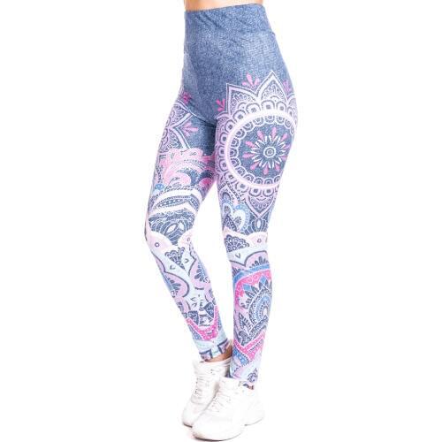 Mandala pink imitate Jeans Print Legging Push Up Fashion Pants High Waist Workout Jogging For Women Athleisure Training Leggings