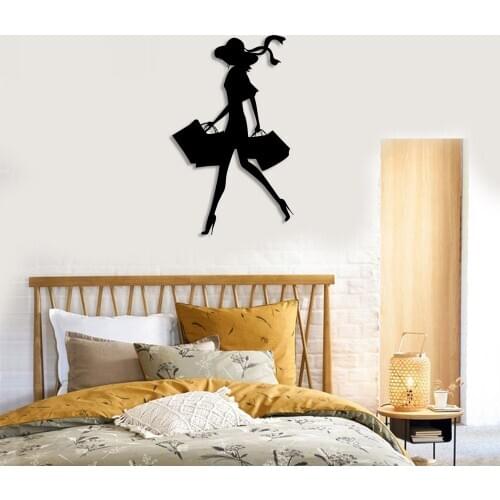 Woman With Line Full With Hand Bag Wall Room Home Accessory Wooden Table 30x50cm