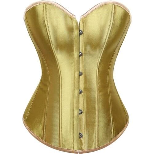 Womens Corset Bustier Satin Sexy Gothic Lace Up Boned Gorset Top Shapewear Classic Clubwear Party Club Night Corselet