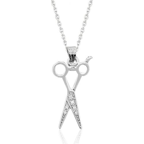 Real Silver 925 Jewelry Silver Scissors Lady Necklace