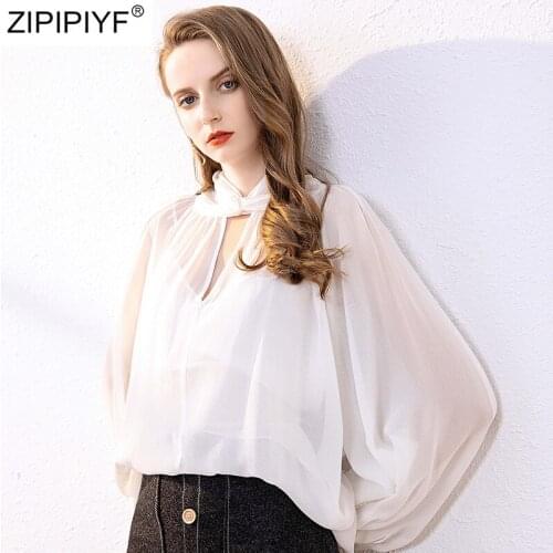 ZIPIPIYF Blouses With Bow
