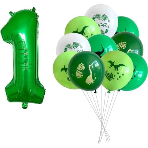 1set Happy Birthday Balloon Dinosaur Party 1 2 3 4 Foil Balloons Air Baloon Boy 1st Birthday Party Decorations Kids Baby shower