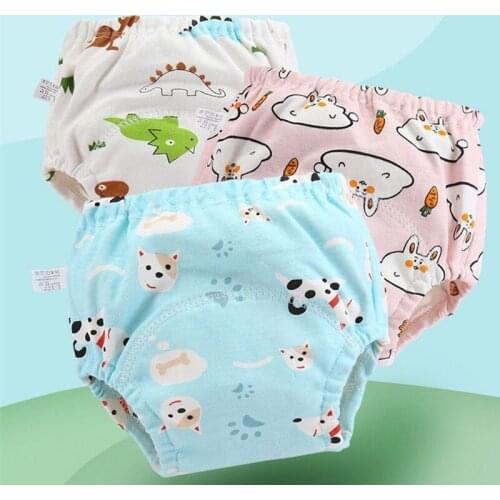 10Pc/Lot Baby Cotton Training Pants Panties Waterproof Cloth Diapers Reusable Toolder Nappies Underwear