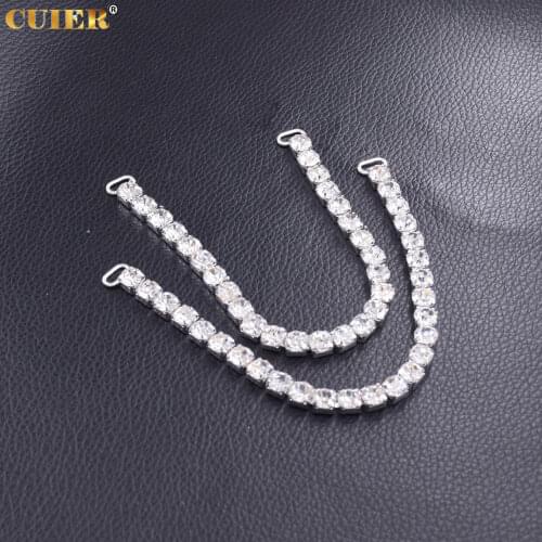 10pcs 7inch length strass full Rhinestones Bikini Connectors SS28 5mm crystal Buckles For Swimming Wear Silver base BK-45