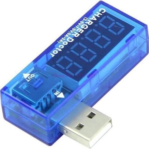 100pcs Digital USB Mobile Power charging current voltage Tester Meter Mini USB charger doctor voltmeter ammeter transparent