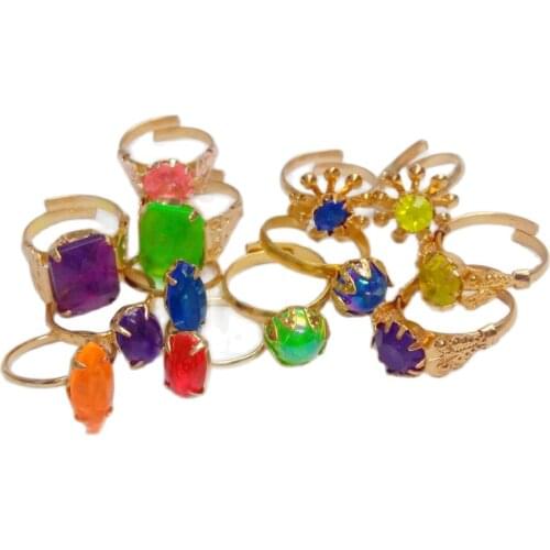 12 pcs Metal gold Girl gem RINGS VENDING MACHINE TOYS pinata Bag Filler Loot Gag Princess birthday party favor Favour gift prize