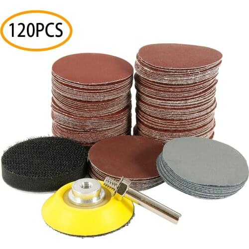 120PC 2 Inch 50mm Sand Disc Pad Polishing Disc Round Sand Pad Sandpaper 60-3000 Grit Sandpaper Set for Polishing Cleaning Tools