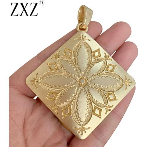 ZXZ 2pcs Matt Gold Tone Boho Bohemia Square Flower Charms Pendants for Necklace Jewelry Making Accessories