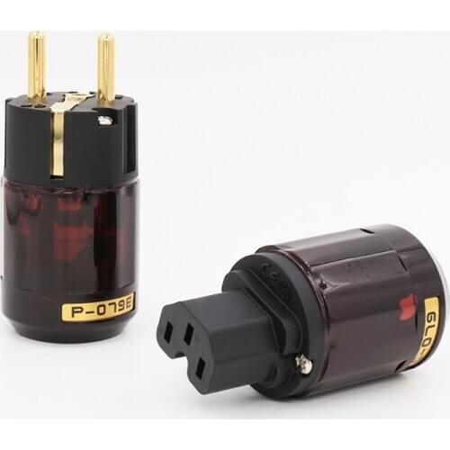 5Pairs P-079E+C079 ac power cable plugs 24k Gold-Plated SCHUKO Power Plug