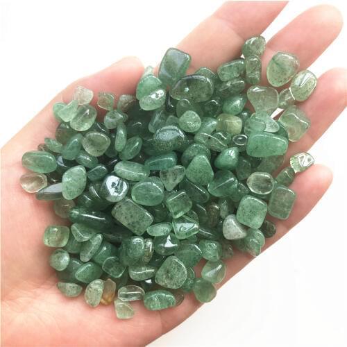 7-9mm Natural Polished Green Strawberry Gravel Quartz Tumbled Gemstones Crystal Stone Natural Quartz Crystals 50g