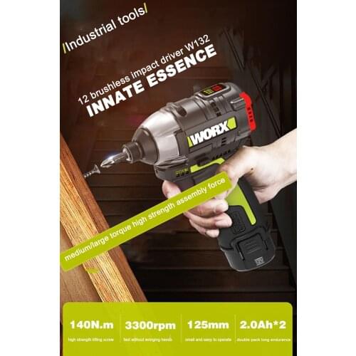 WORX WU132 Brushless Motor 140N.m Cordless Impact driver 12V Battery Electric Impact Driver-power tools