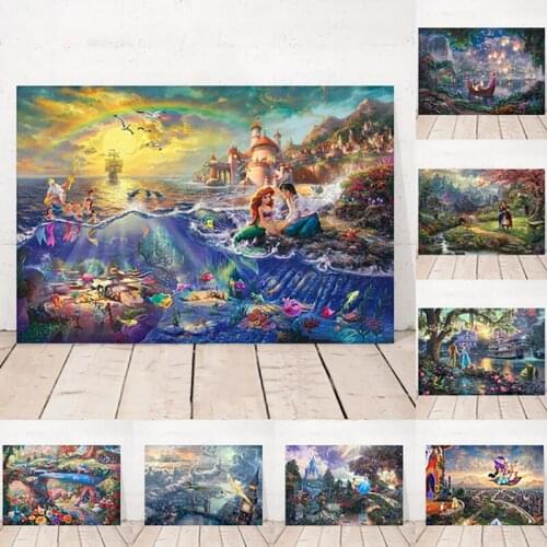 Disney Mermaid Princess 5D DIY Diamond Painting Embroidery Full Mosaic Cross Stitch Kits Rhinestone for Kids Gifts Home Decor