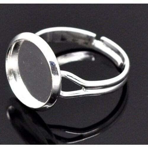 Free shipping!!!!!200 pcs/lot silver plated Tone Adjustable Ring Settings fit Cameo base 12mm
