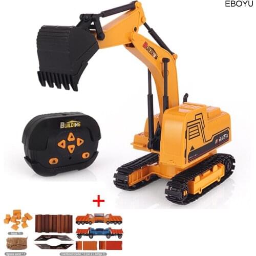 EBOYU A008 2.4Ghz 6CH 1:24 RC Excavator Mini RC Truck Alloy Metal Simulated Excavator w/ 3D Models LED Light Gift Toy for Kids