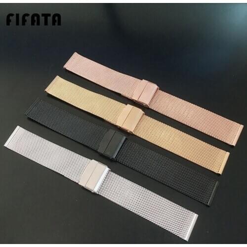FIFATA 20MM Stainless Steel Double Buckle Watch Strap For Garmin Venu/Vivoactive 3HR/Xiaomi Amazfit Bip/GTS/GTR 42MM/Sunnto 3