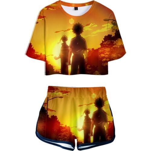 Sexy My Hero Academia Hot Anime Cool Midriff T Shirt Sexy Club Suit Vrouwen Summer Excellent Quality Hip Hop T-Shirts + Shorts